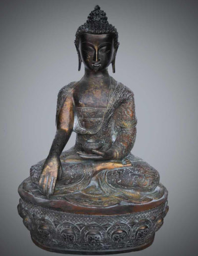 Bouddha assis en lotus | Statue antique en bronze